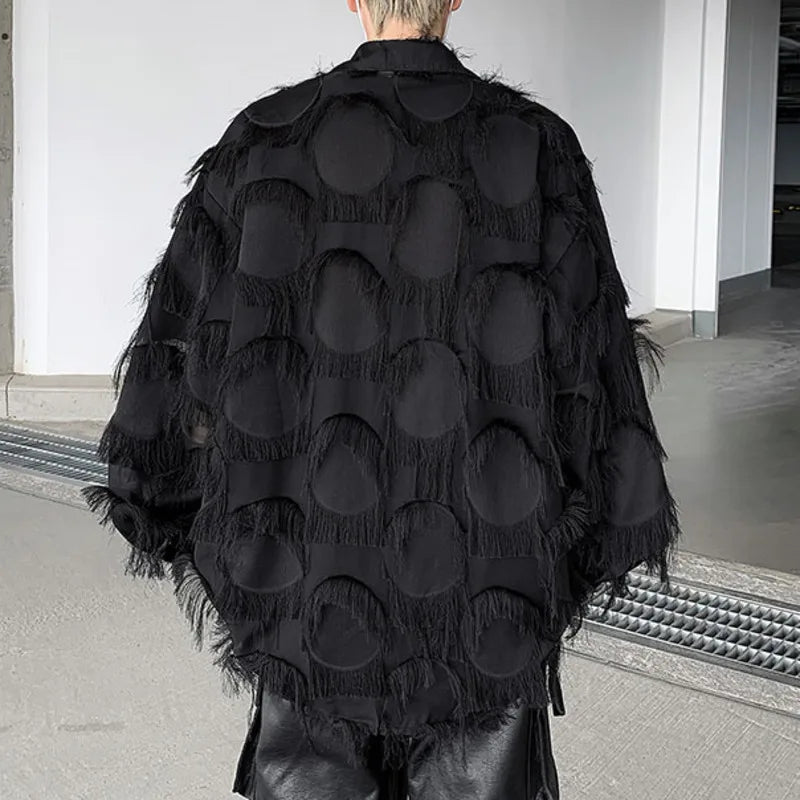 Black Fringe Loose Cotton Shirt