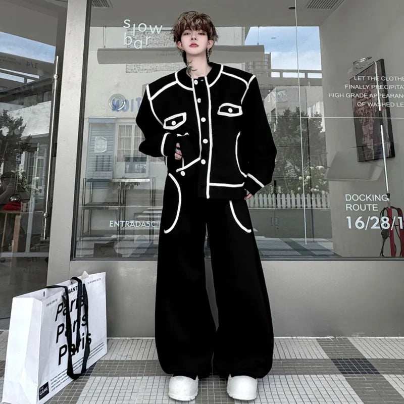 Covered Edge Design Loose Pants Set