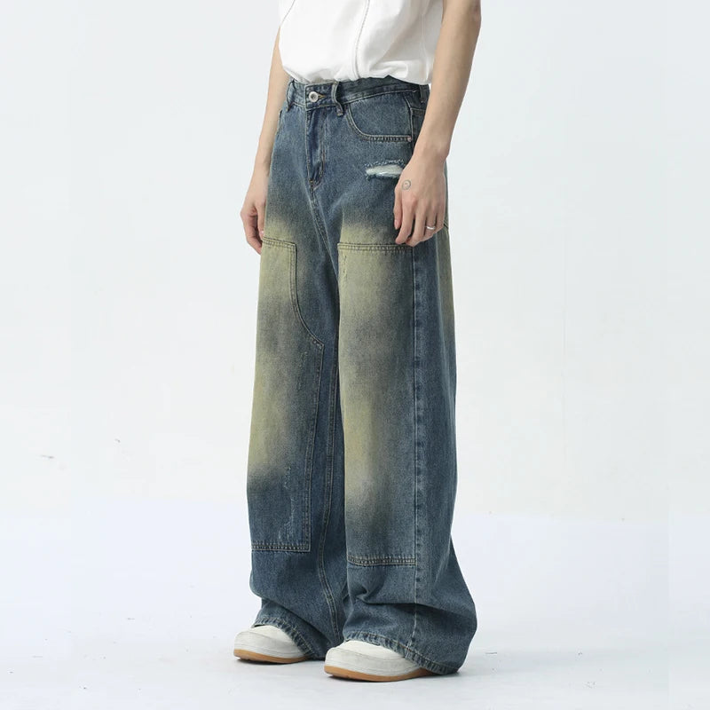 Pocket Zipper Casual Loose Jeans