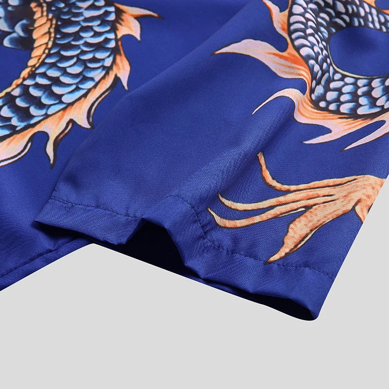 Loose Fit Chinese Dragon Printed Shirt
