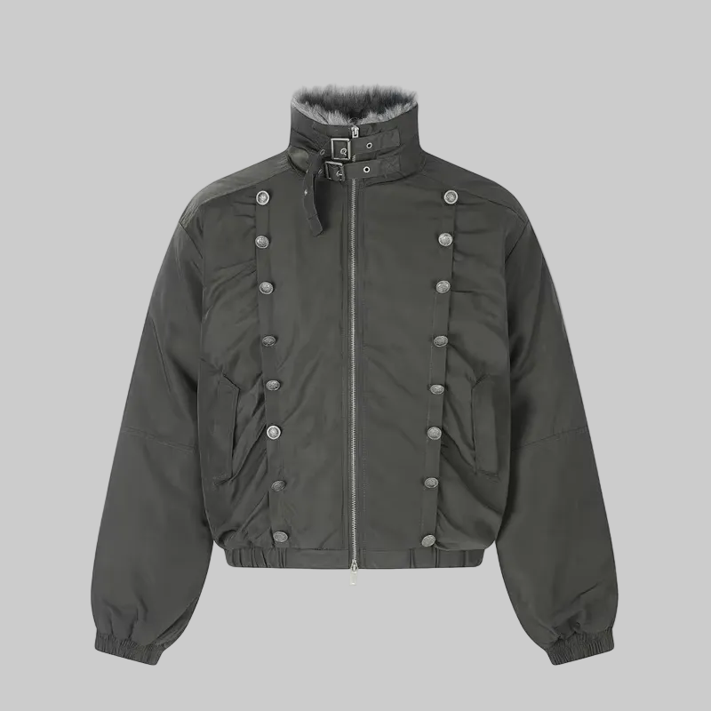 Retro Stand Collar Multi Button Jacket