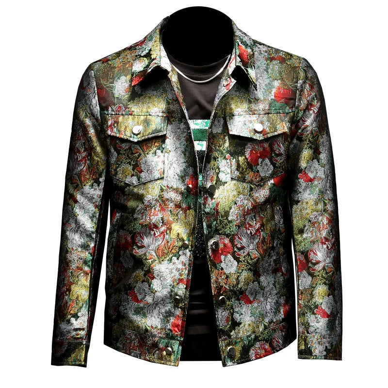 Floral Casual Jacquard Long Sleeve Jacket