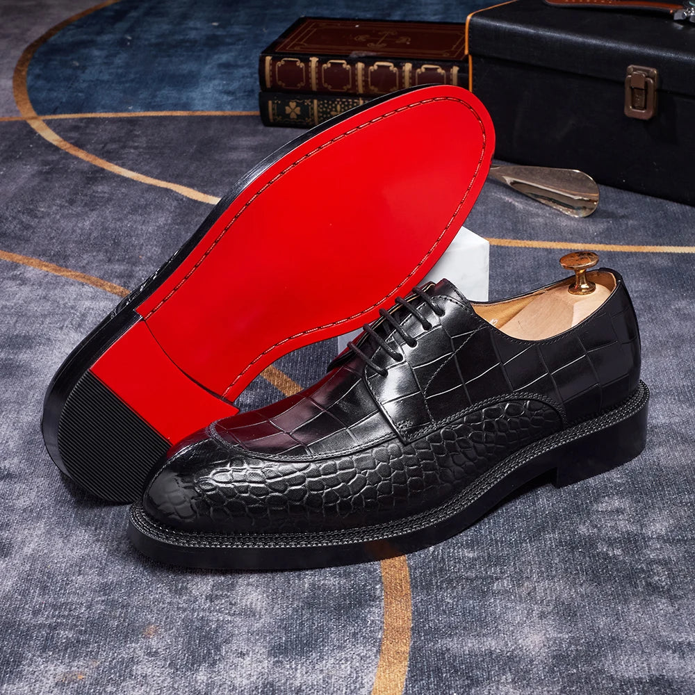 Crocodile Embossed Derby Dress Shoes