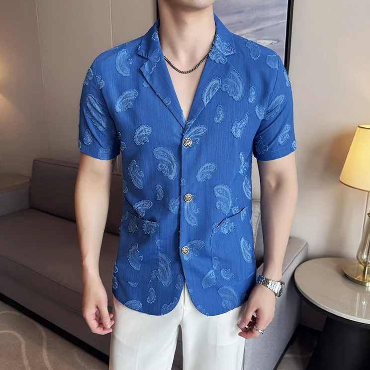 Fashion Paisley Jacquard Casual Shirt