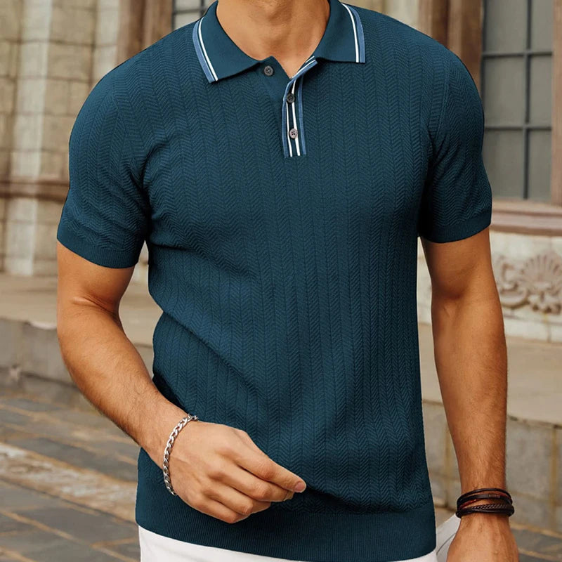 Button-Down Leisure Knit Polo Shirt