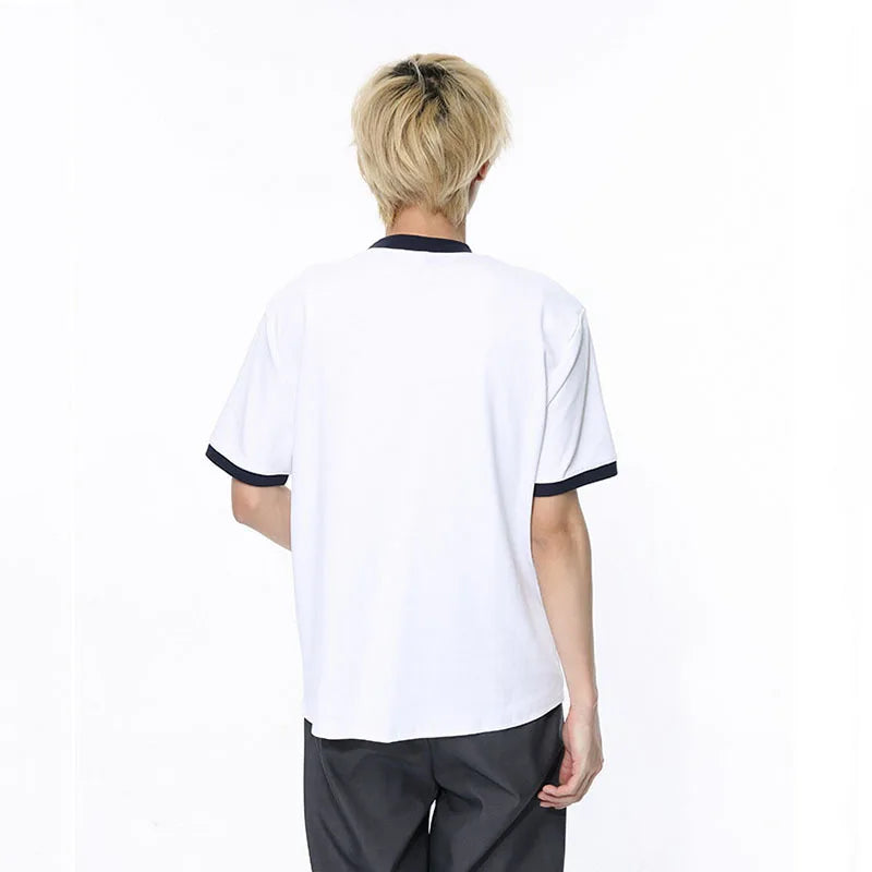 Simple Style Broadcloth O-Neck T-Shirt