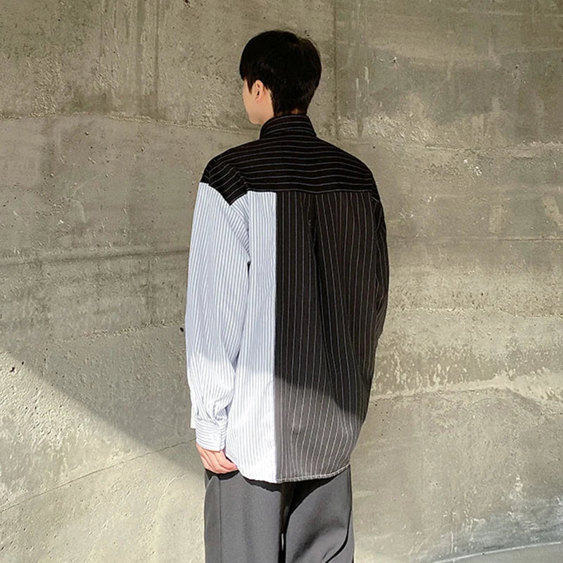 Striped Patchwork Long Sleeve Shirt