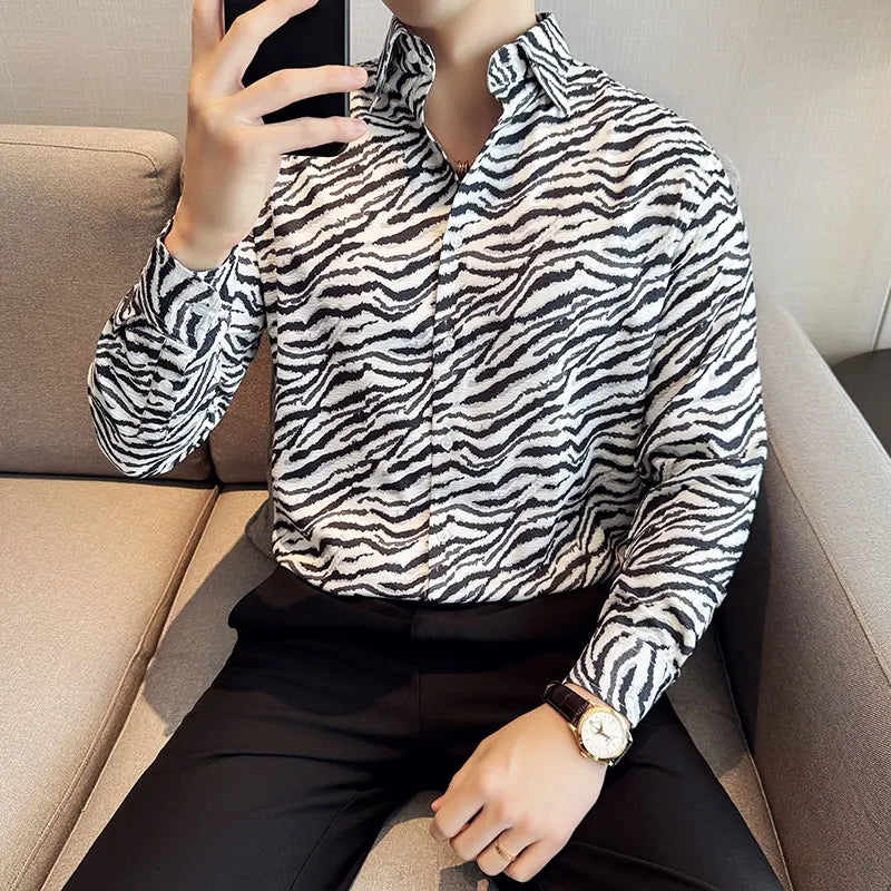 Zebra Pattern Anti-Wrinkle Broadcloth Shirt