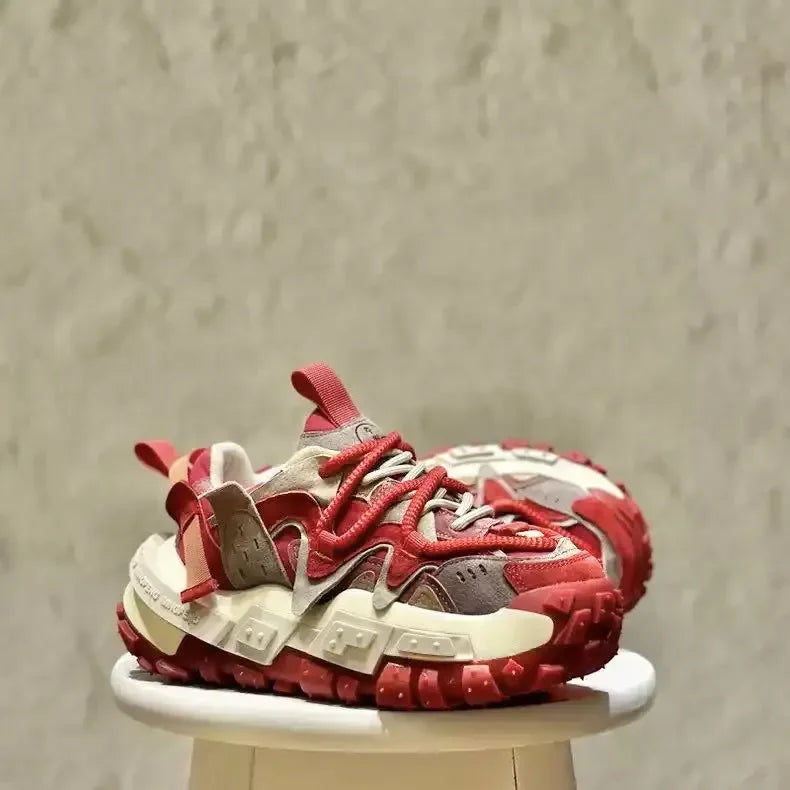 Casual Mixed Colors Microfiber Chunky Sneaker