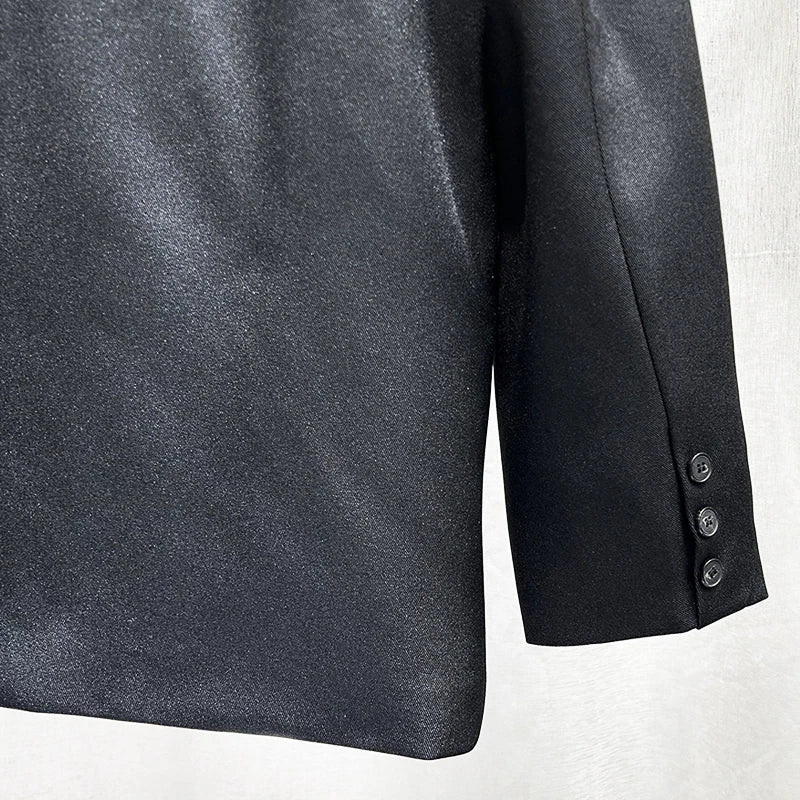 Black Color Metal Rivet Design Blazer