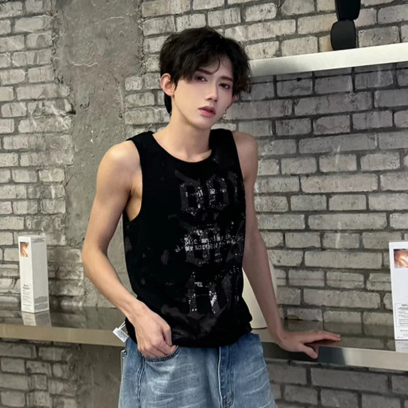 Streetwear Round Neck Loose Tank Top