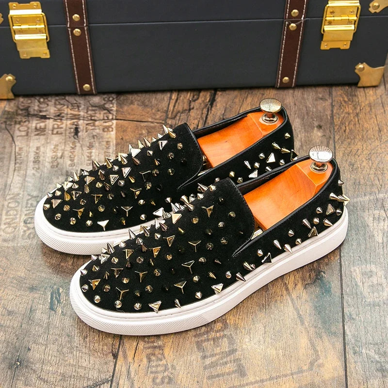 Punk Round Toe Rhinestone Rivet Sneakers