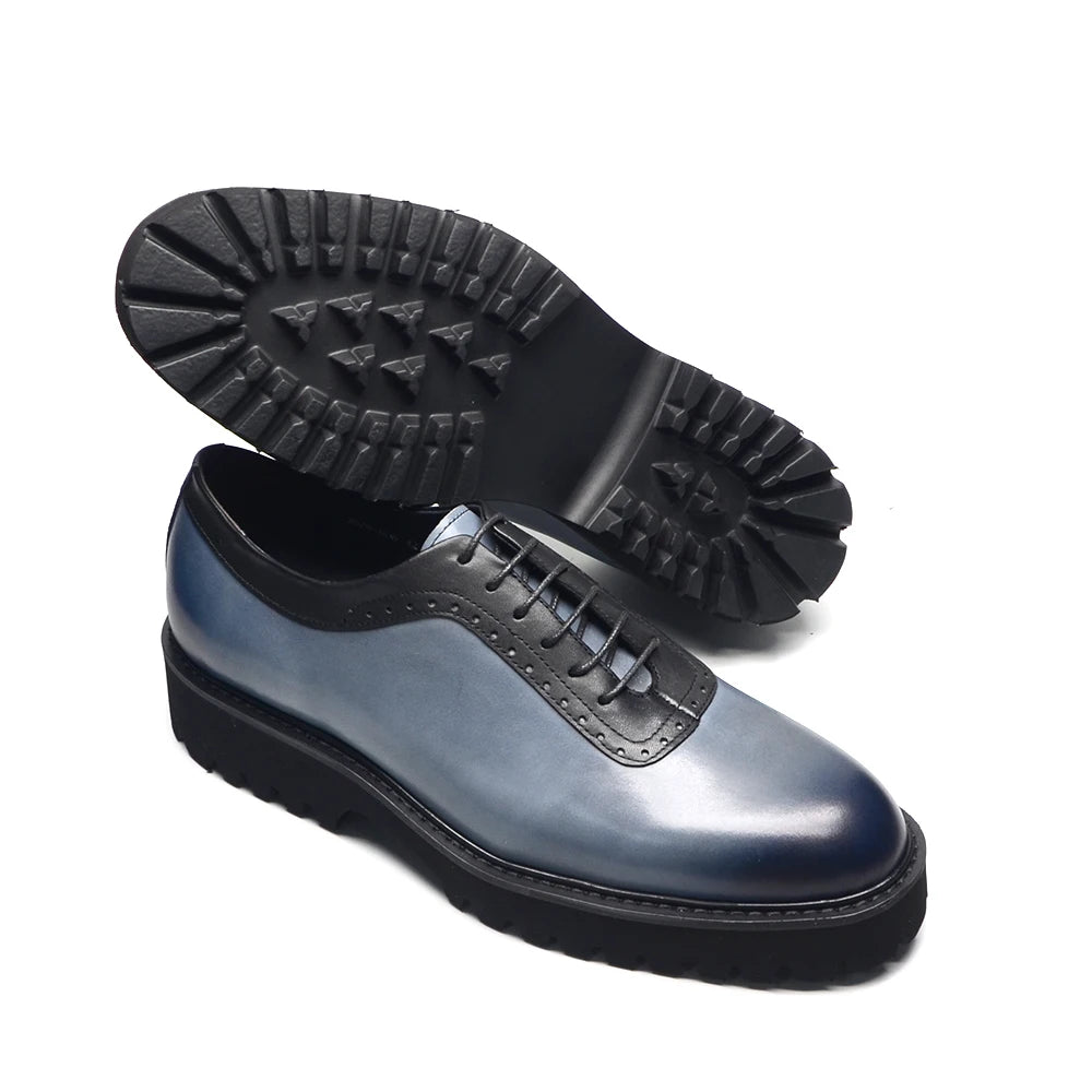 Genuine Leather Height Increasing Oxford Shoes