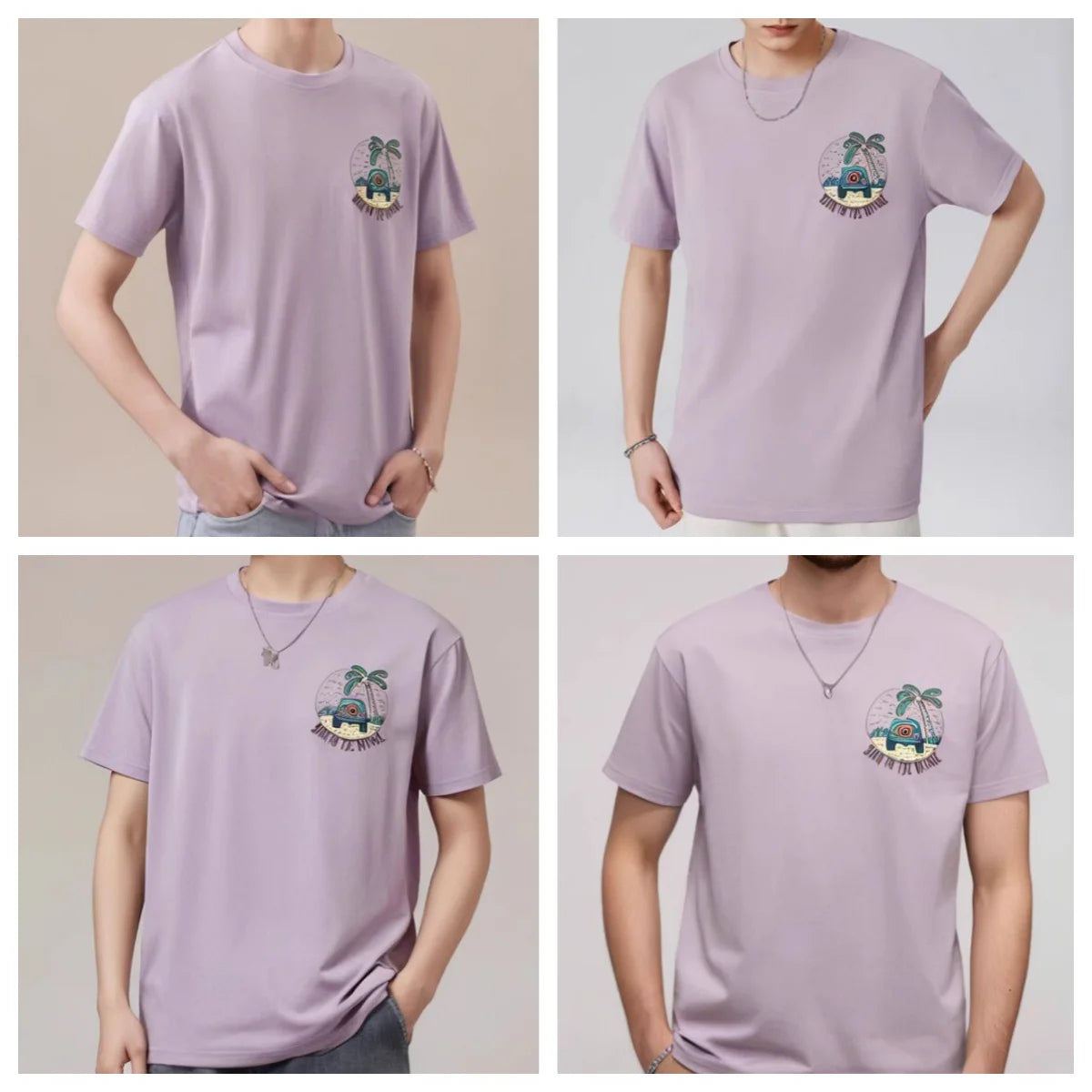 Purple Color Printing Summer T-Shirt