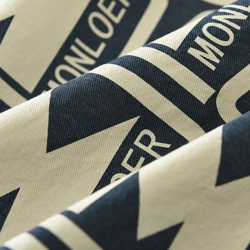 Letter Print Cotton Long Sleeve Shirt