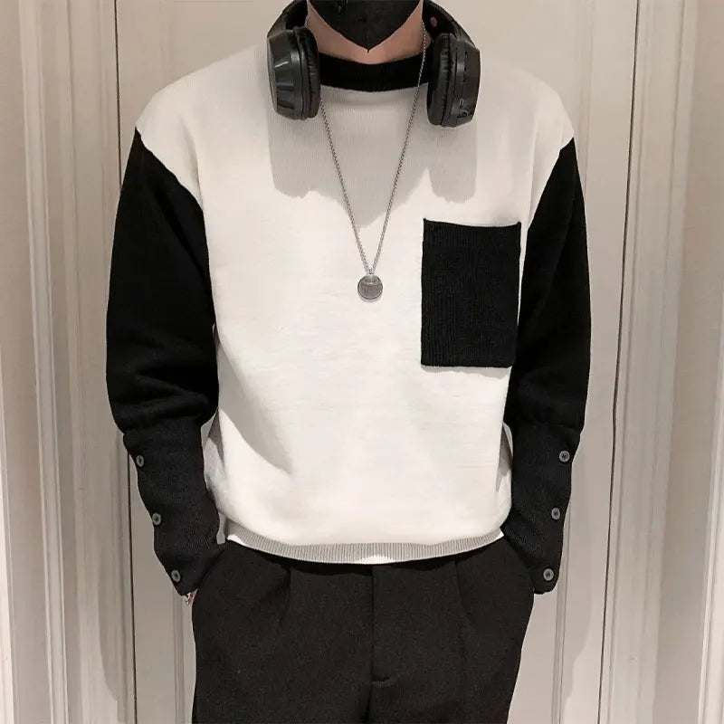 Three-Button Sleeve Style Sweater