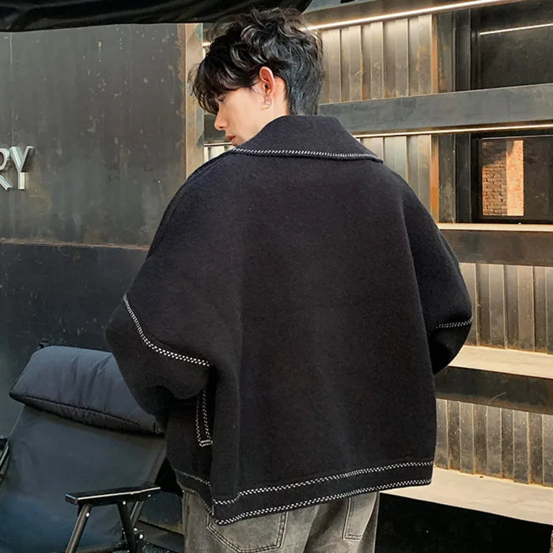 Outside Seam Turn-down Collar Zippers Jacket