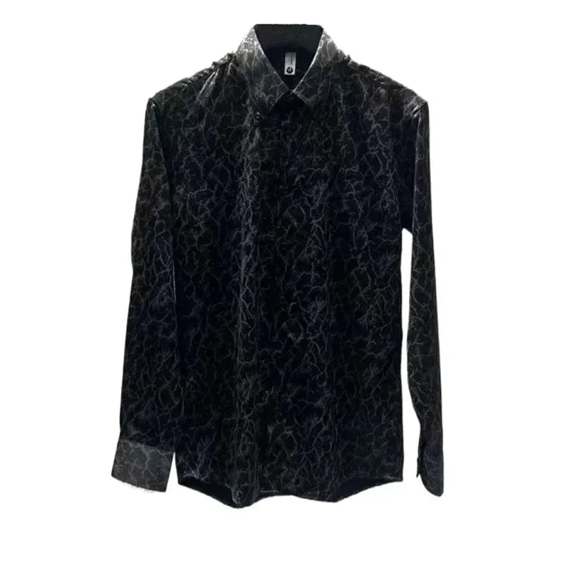 Vintage Abstract Jacquard Slim Fit Shirt