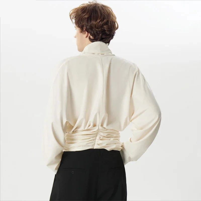 Solid Irregular Deep V-Neck Shirt