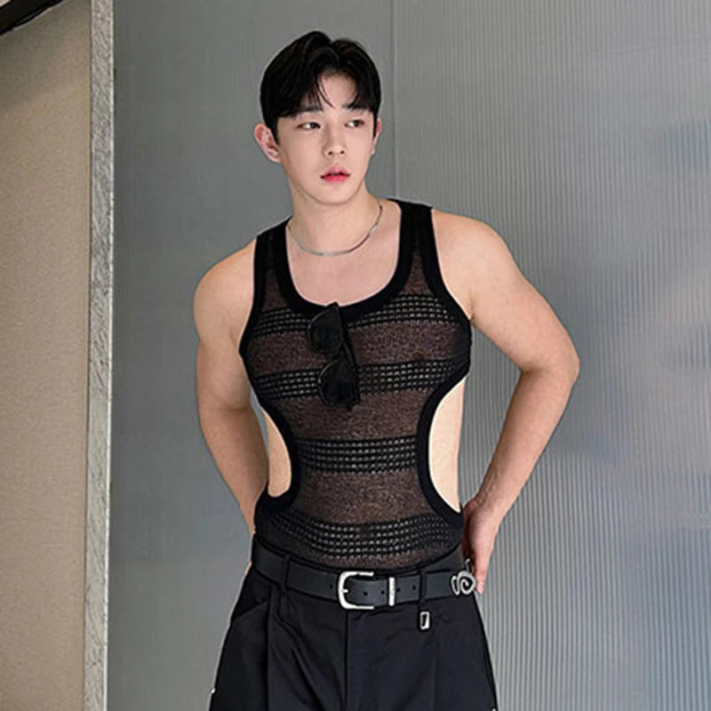 Hollowed Side Waist Polyester Tank Top