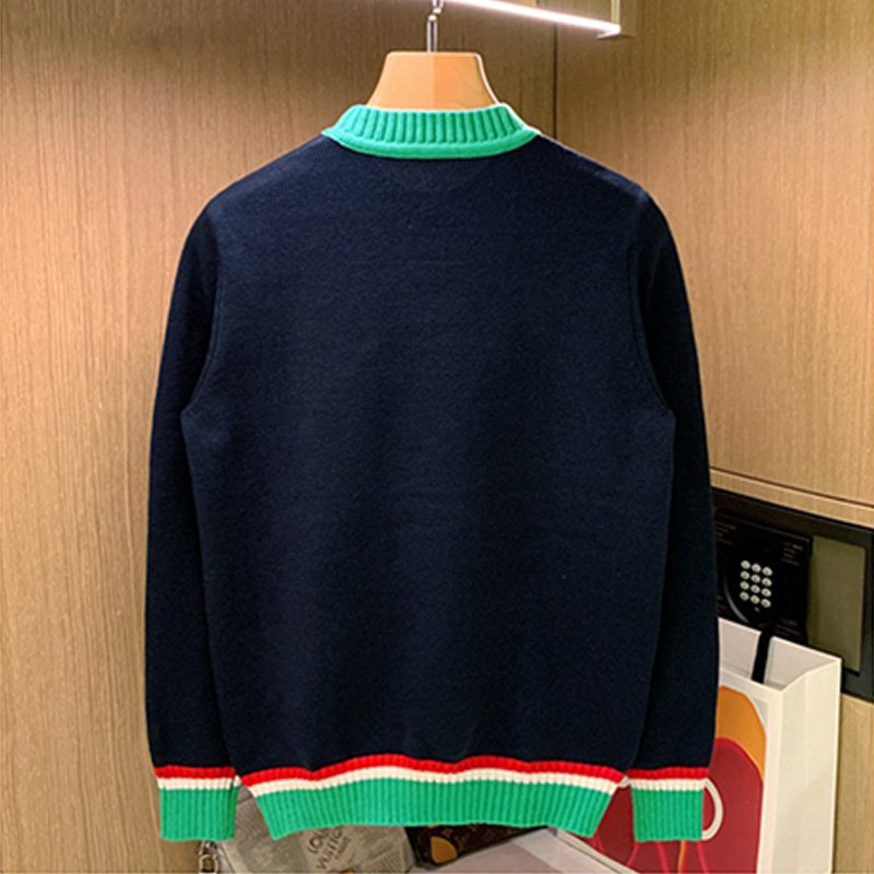 B Letter Embroidered Wool Sweater