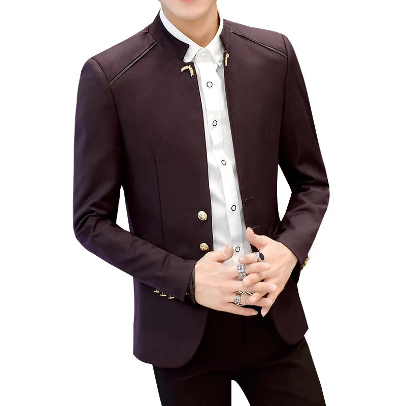 Elegant Badge Buttons Long Sleeve Blazer