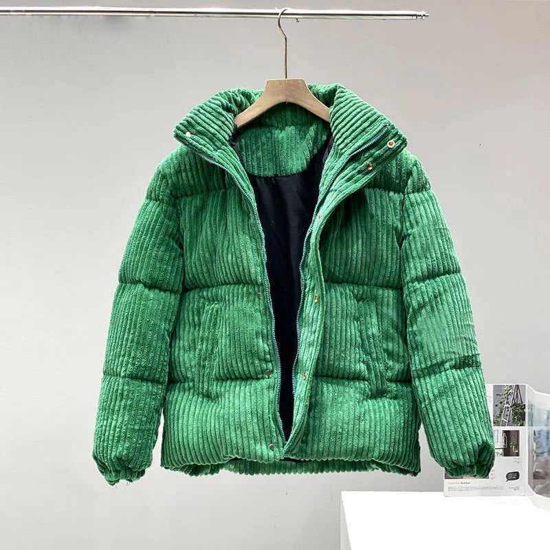 Retro Corduroy Padded Collar Parka