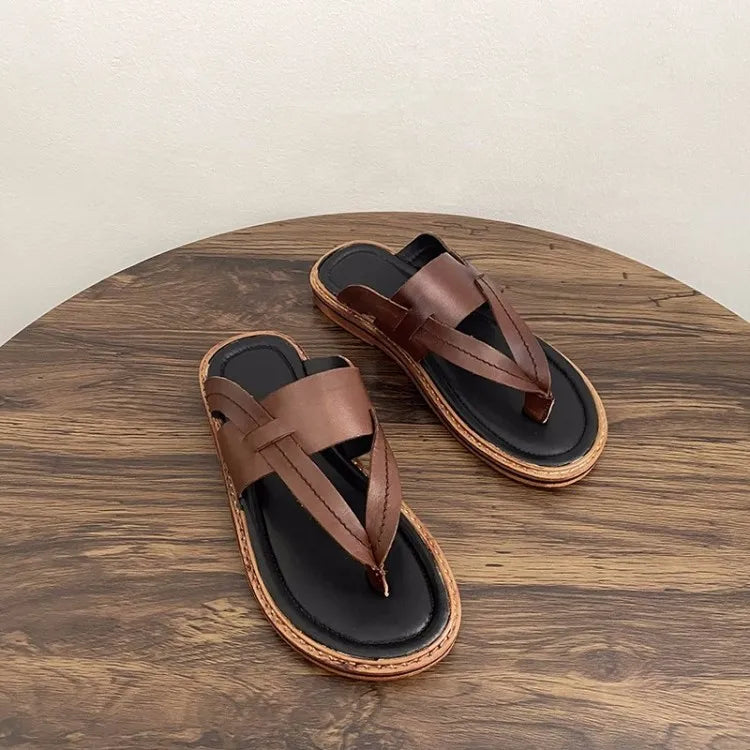 Vintage Cow Leather Slippers