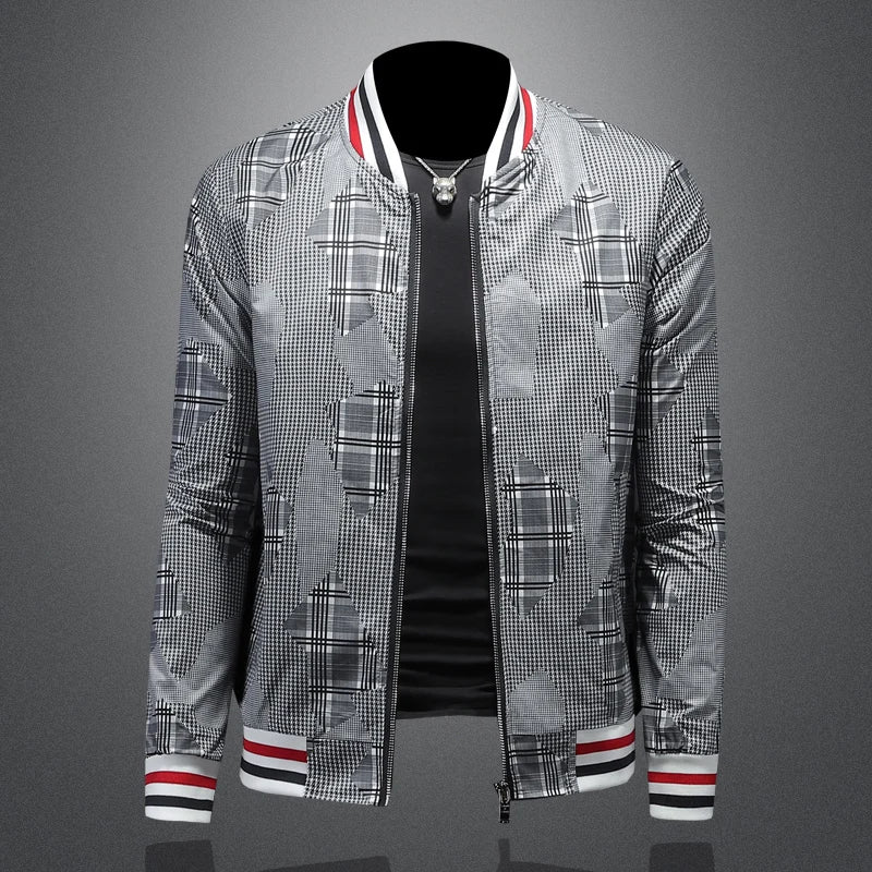 Gray Color Plaid Pattern Jacket