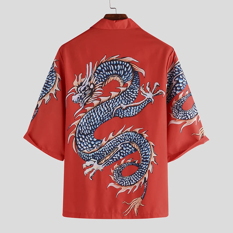 Loose Fit Chinese Dragon Printed Shirt