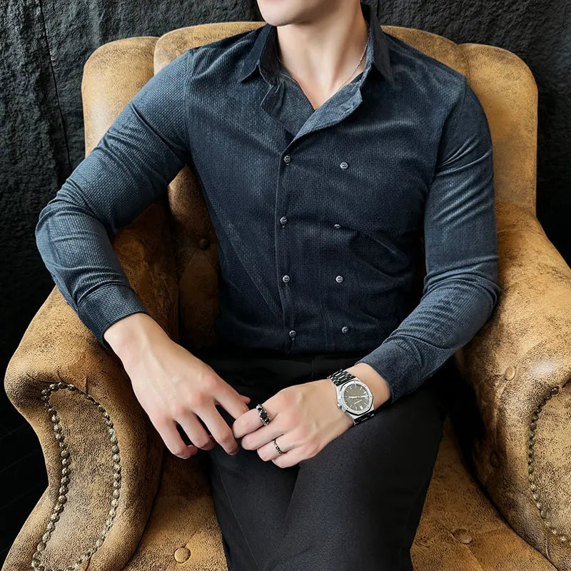 Double-Breasted Solid Color Shirt