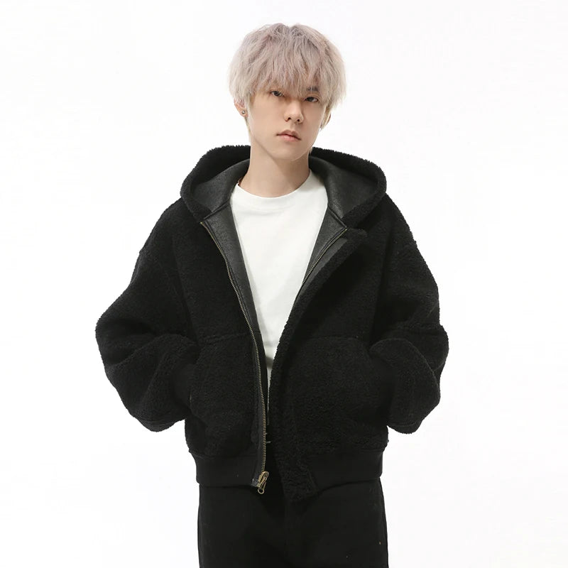 Fleece Inside Design Hooded Jacket