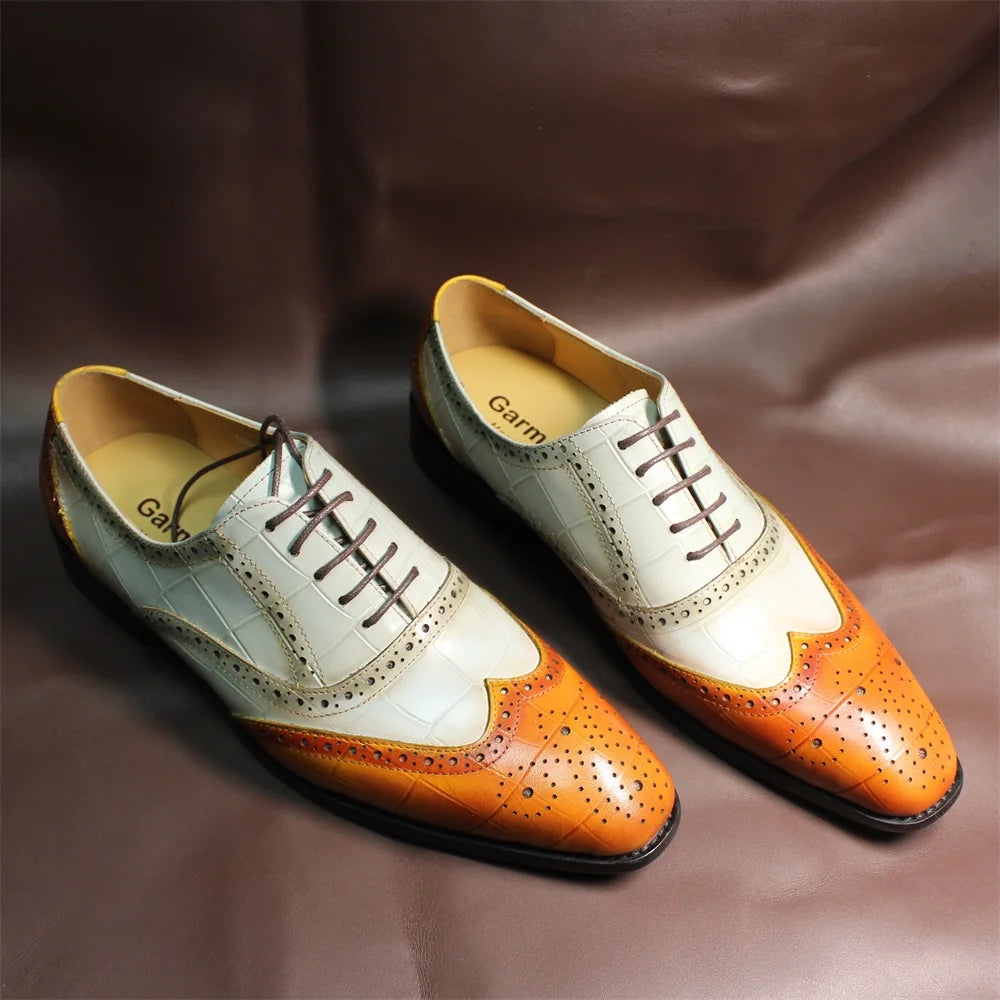 Luxury Mixed Color Men's Leather Oxford Shoes