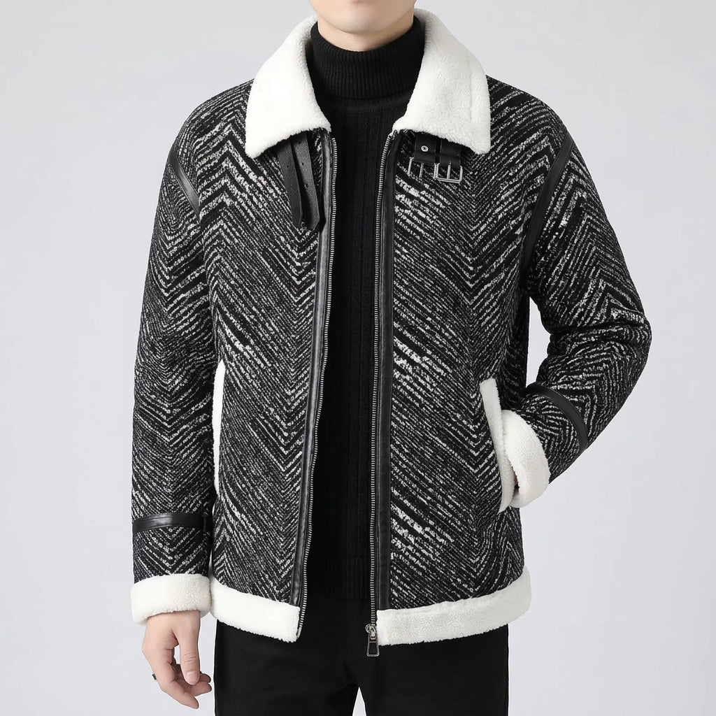 Black White Buckle Strap Jackets