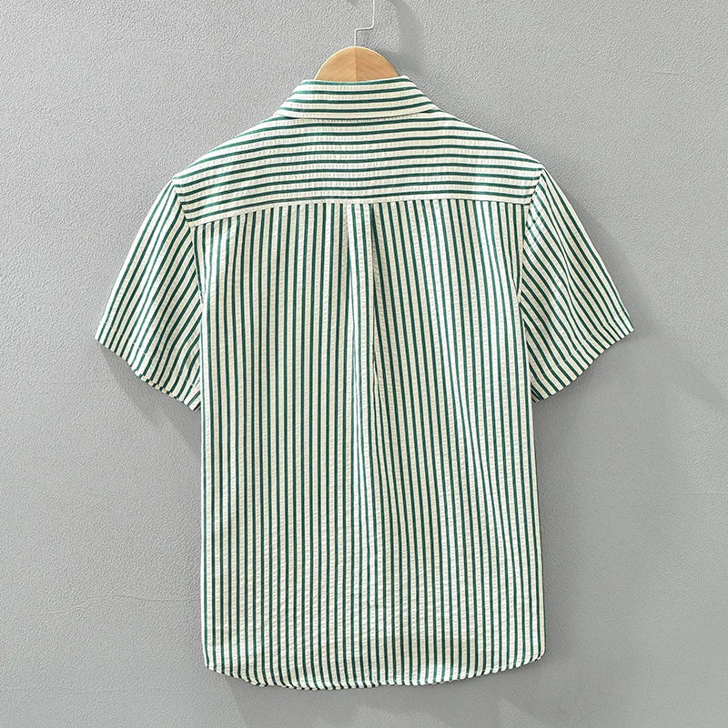 Striped Short Sleeve Summer Style Shirt