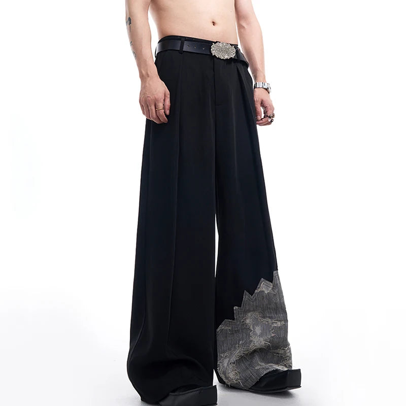 Black Color Lace Patchwork Men's Suit