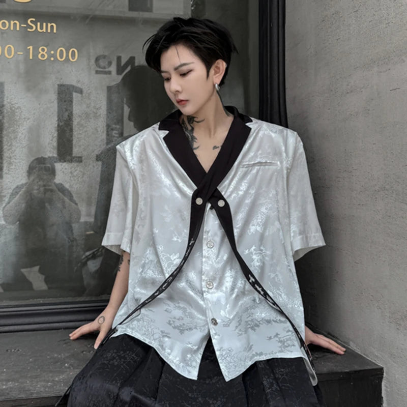 Chinese Style Embroidered Ribbon Shirt