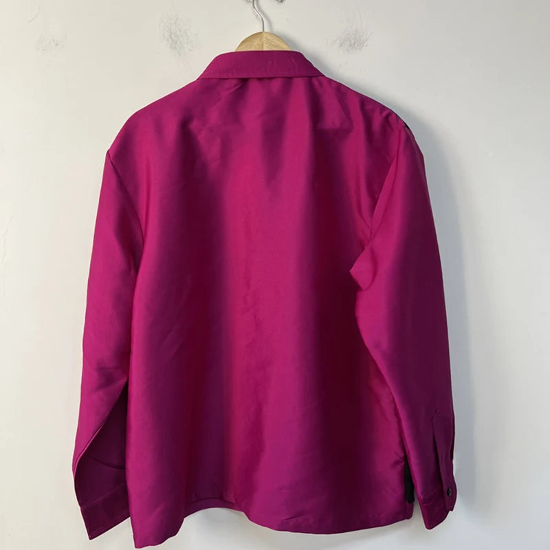 Pink Hollowed-Out Totem Patchwork Shirt