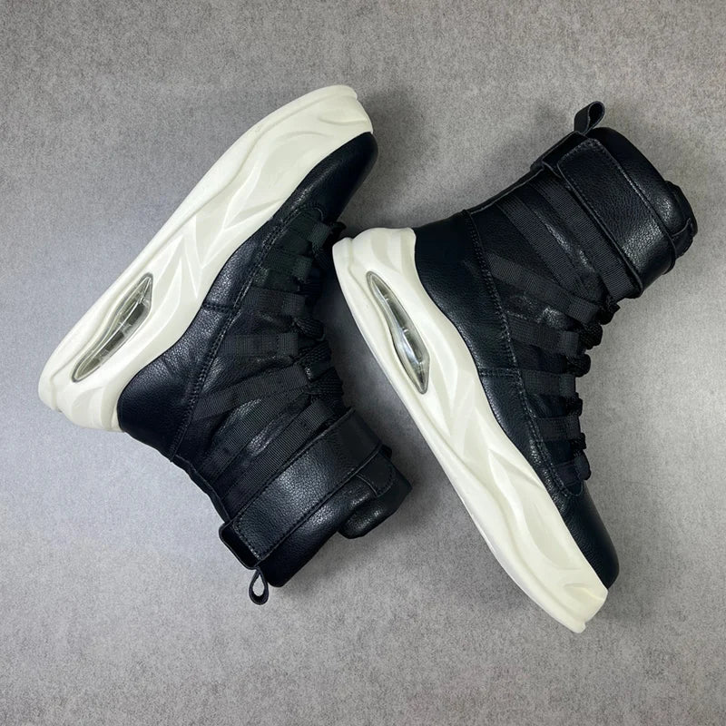 Solid Black Street Fashion Chunky Boots