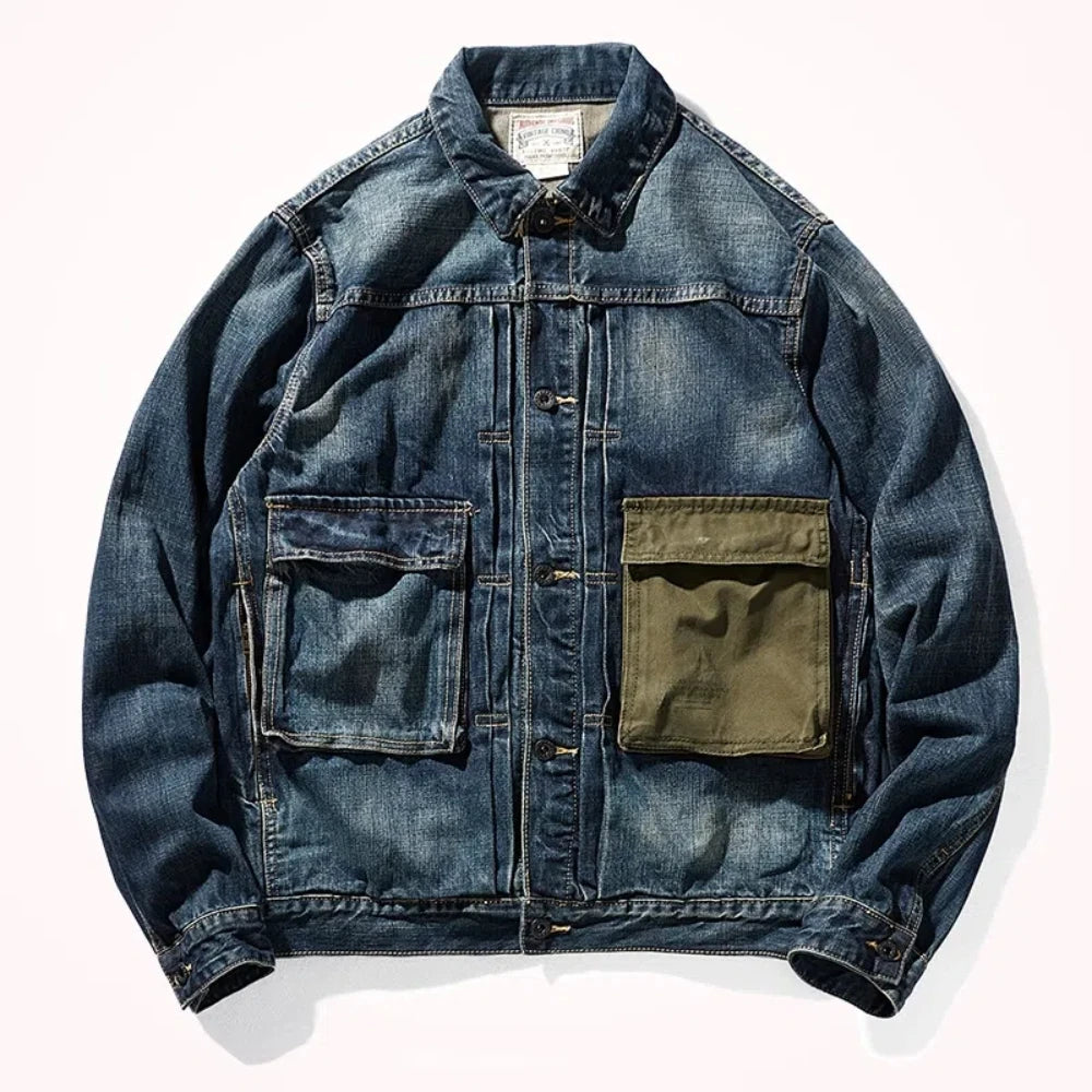 Retro Patchwork Pockets Denim Jacket
