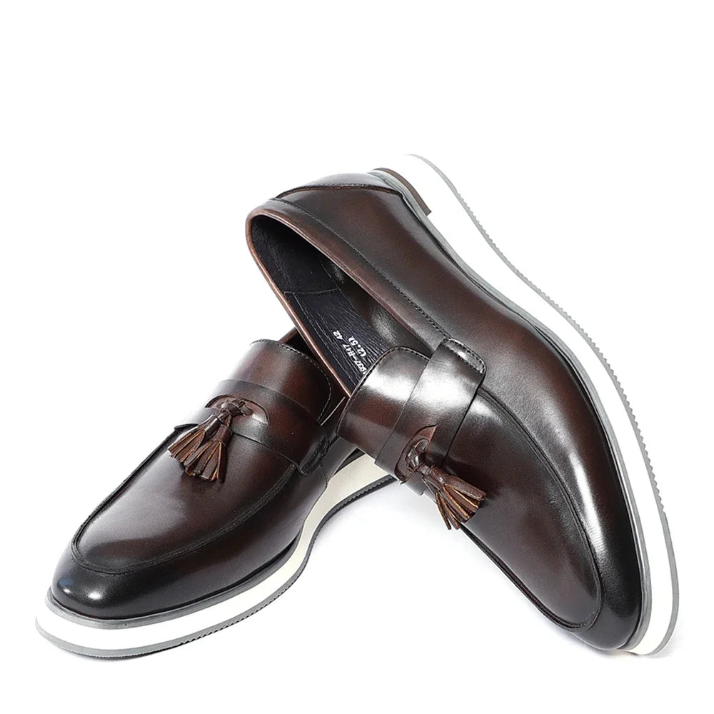 Genuine Leather Tassel Penny Loafers