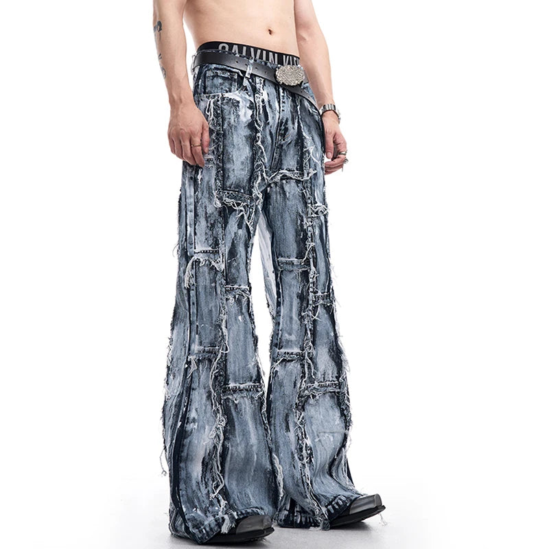 Raw Edge Single Breasted Denim Pants Set