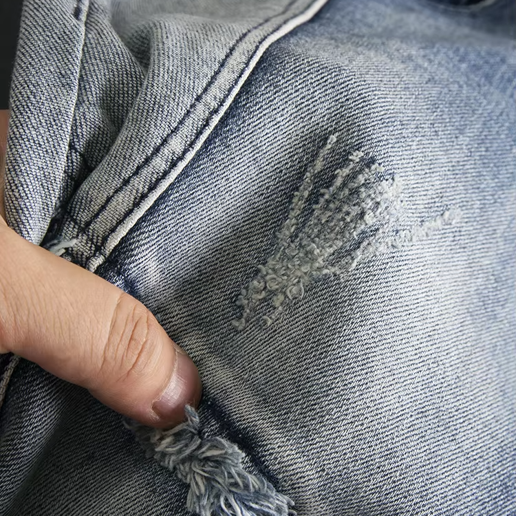 Streetwear Hip Hop Blue Patchwork Jeans