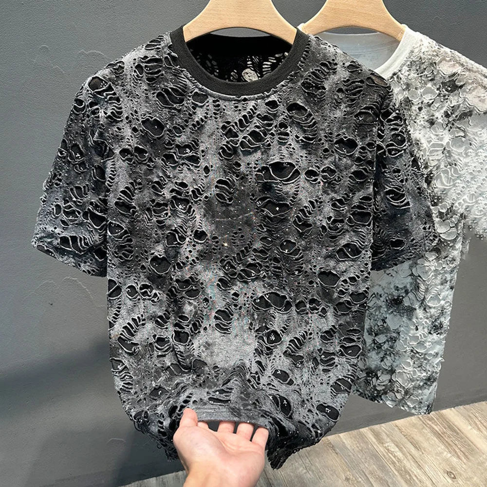 Casual Tie-Dye Ripped T-Shirt