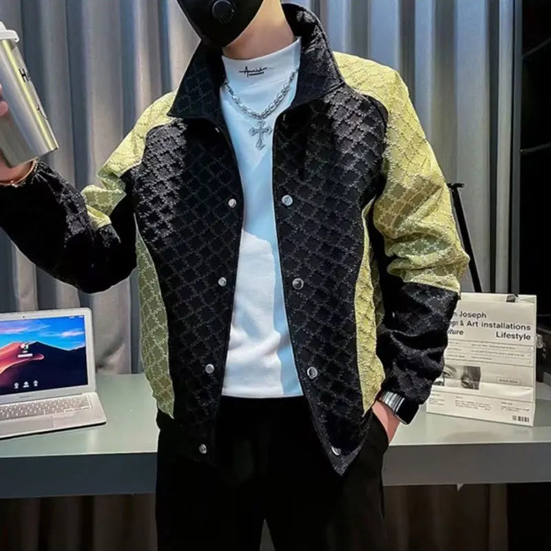 Contrasting Colors Spliced Polyester Jacket