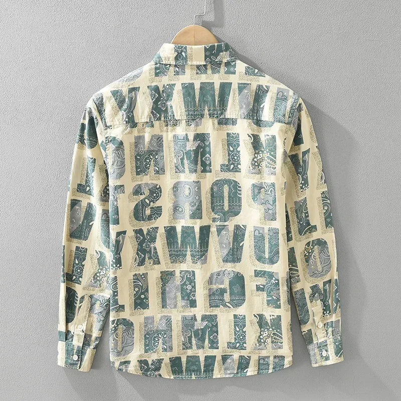 Letter Printed Contrast Long Sleeve Shirt