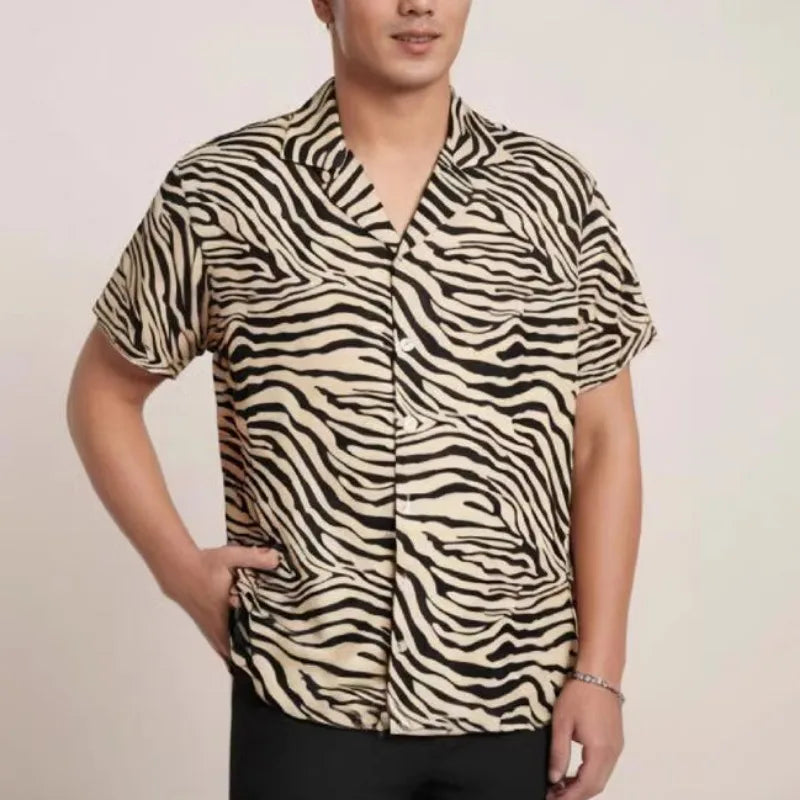Tiger Skin Printed Short Sleeve Shirt
