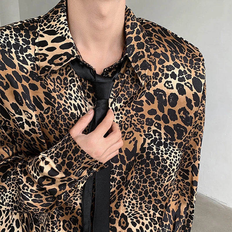 Leopard Pattern Shoulder Pad Shirt