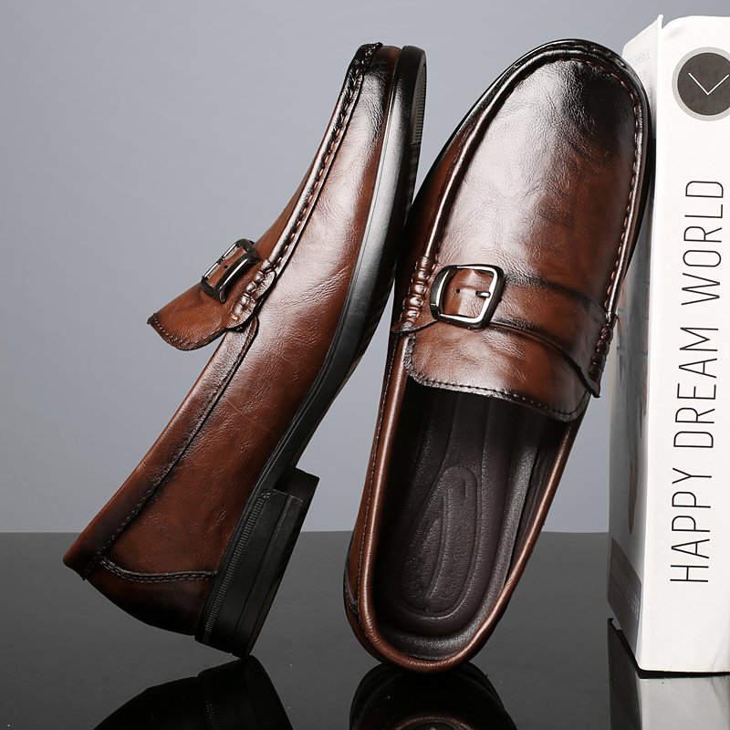 Retro Monk Buckle Slip-On Loafers