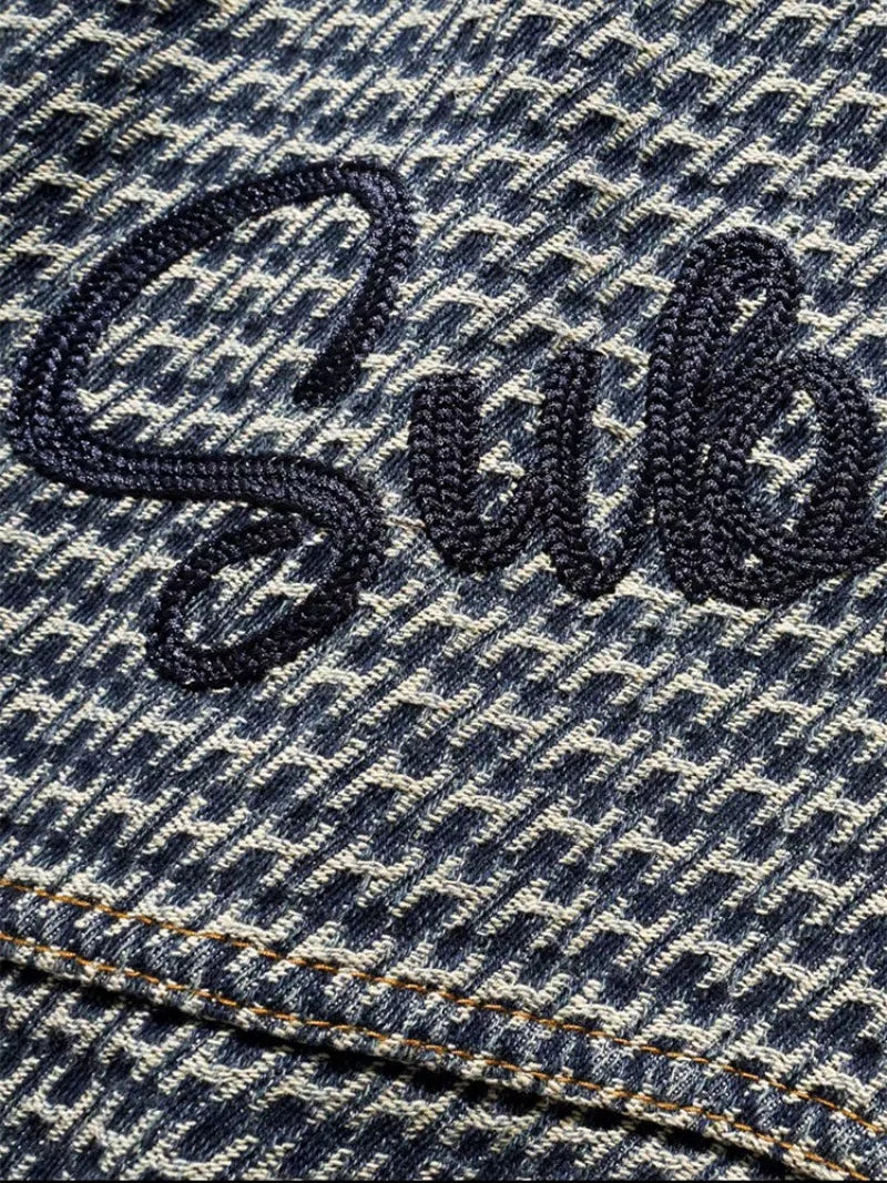 Embroidered Script Houndstooth Jacket